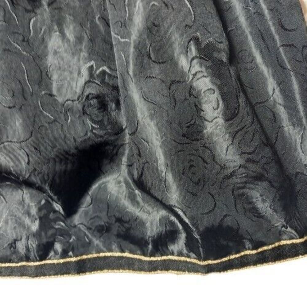 Size 4-6 Vintage Black Floral w Gold Trim A-Line Skirt - Picture 3 of 4